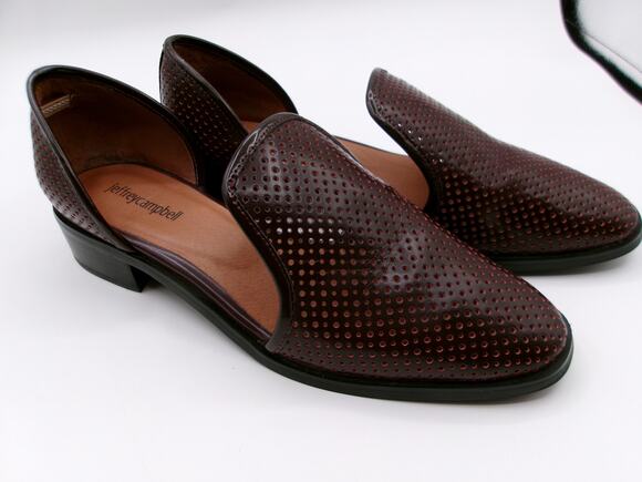Jeffrey Campbell Shoes - Jeffrey Campbell Brown Leather Perforated Slip On Loafers D'Orsay Size 10